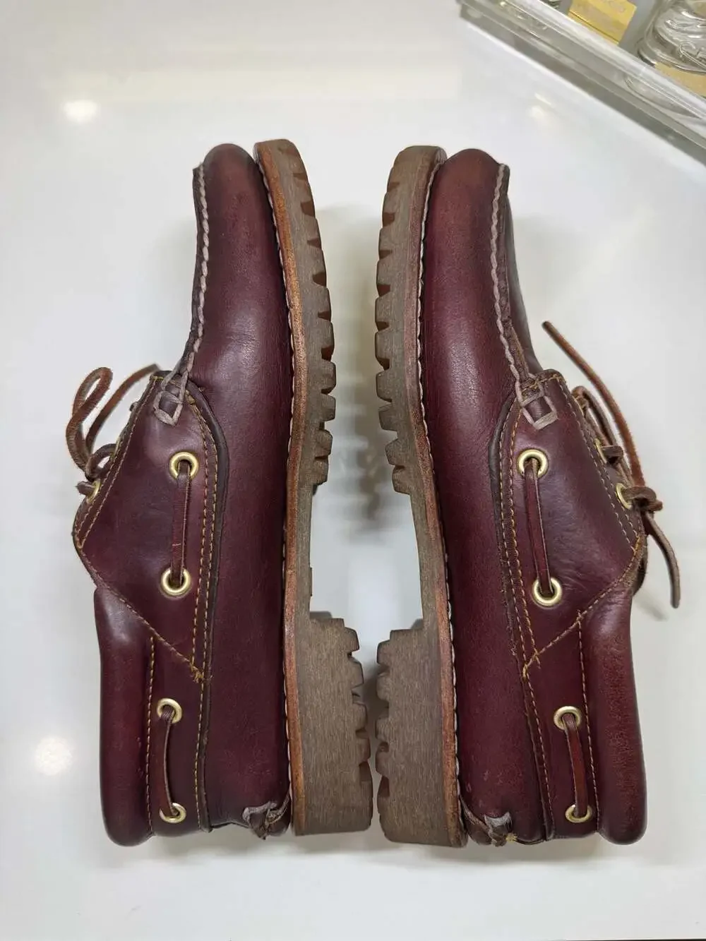 Timberland Classic 3-Eye Lug Handsewn Boat Shoe in Burgundy Leather